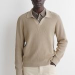 Cotton Polo-Collar Sweater Beige