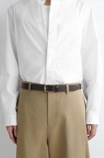 Curved Buckle Cow Leather Belt Dark Brown - Image 2