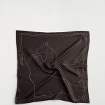 Embroidered Silk Scarf Brown