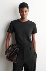 Linen Round-Neck T-Shirt Black