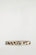 Imitation Animal Print Cow Leather Belt Beige