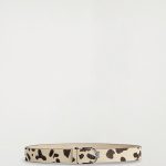 Imitation Animal Print Cow Leather Belt Beige