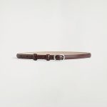 Oval Buckle Cow Leather Belt Brown