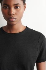 Linen Round-Neck T-Shirt Black - Image 3