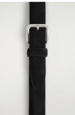 Square Buckle Cow Leather Belt Black - Image 4