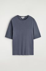 Silk Round-Neck T-Shirt Blue - Image 4