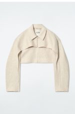 Short Linen Shawl Beige - Image 4