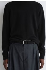 Square Buckle Cow Leather Belt Black