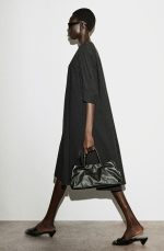 Cotton V-Neck Dress Black - Image 2