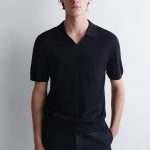 Wool Slim Polo Navy