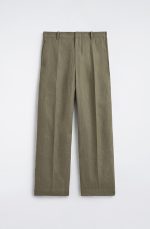 Linen Straight Trousers Khaki - Image 4