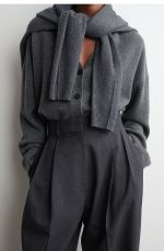 Wool Barrel Trousers Gray - Image 2