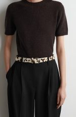 Imitation Animal Print Cow Leather Belt Beige - Image 3