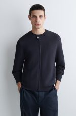 Knitted Round-Neck Jacket Navy