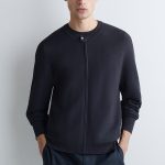 Knitted Round-Neck Jacket Navy