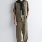 Linen Straight Trousers Khaki