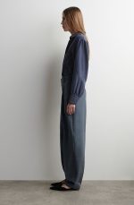 Silk Straight Trousers Blue - Image 2