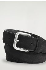 Square Buckle Cow Leather Belt Black - Image 2