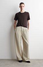 Linen Round-Neck T-Shirt Burgundy - Image 2