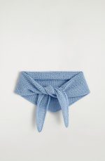 Cut Out Knitted Triangle Scarf Light Blue
