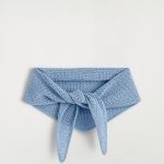 Cut Out Knitted Triangle Scarf Light Blue