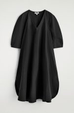 Cotton V-Neck Dress Black - Image 4