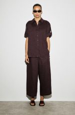 Linen Wide-Leg Pants Burgundy