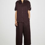 Linen Wide-Leg Pants Burgundy