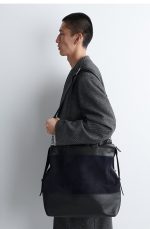 Leather Dual-purpose Messenger Bag In Navy Blue - Image 3