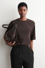 Cotton Round-Neck T-Shirt Brown