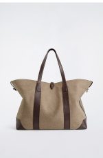 Wool Blend Large Tote Bag Beige - Image 4
