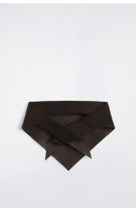 Leather Triangular Scarf Dark Brown
