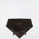 Leather Triangular Scarf Dark Brown