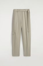 Linen Barrel Trousers Beige - Image 4