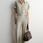 Linen Barrel Trousers Beige