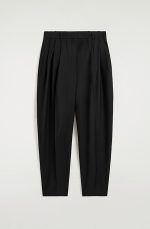 Wool Pleated Trousers Black - Image 4