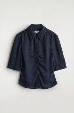 Pleated Shirt Navy - Image 4