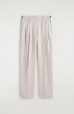 Linen Pleated Trousers Beige - Image 4