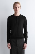 Wool Slim Shirt Black
