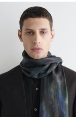 Double-sided Scarf In Navy Blue - Image 3