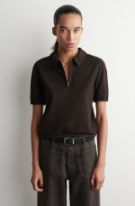 Polo-Collar Top Brown