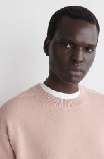 Loose-fitting Cotton Crew-neck Knitwear Pink - Image 3