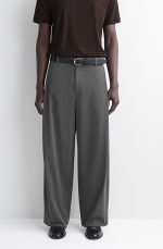 Cotton Wide-Leg Trousers Gray - Image 2