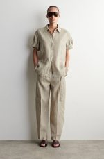 Linen Collared Shirt Beige - Image 2