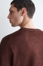 Linen Round-Neck Sweater Brown - Image 3