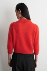 Knitted Polo-Collar Sweater Red - Image 3
