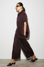 Linen Wide-Leg Pants Burgundy - Image 2