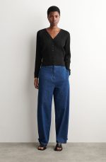 Cotton V-Neck Cardigan Black - Image 2