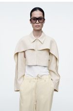 Short Linen Shawl Beige