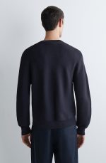 Knitted Round-Neck Jacket Navy - Image 3